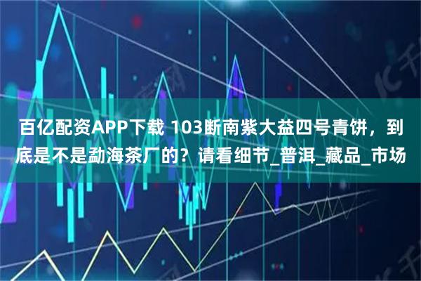 百亿配资APP下载 103断南紫大益四号青饼，到底是不是勐海茶厂的？请看细节_普洱_藏品_市场